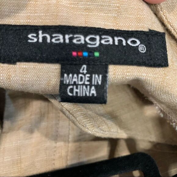 Sharagano Tan A-line Cap Sleeve Khaki Fitted Flattering Dress Size 4 - Picture 7 of 10